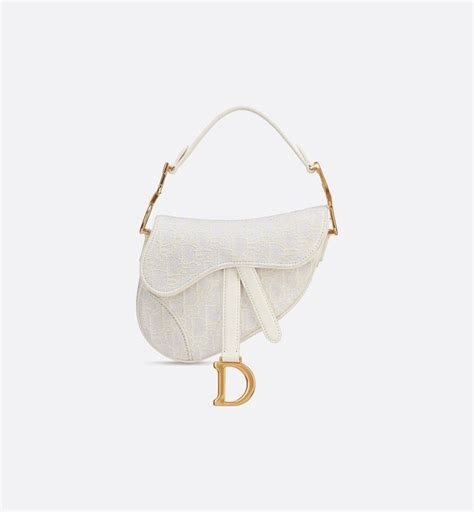 mini white saddle dior oblique canvas bag